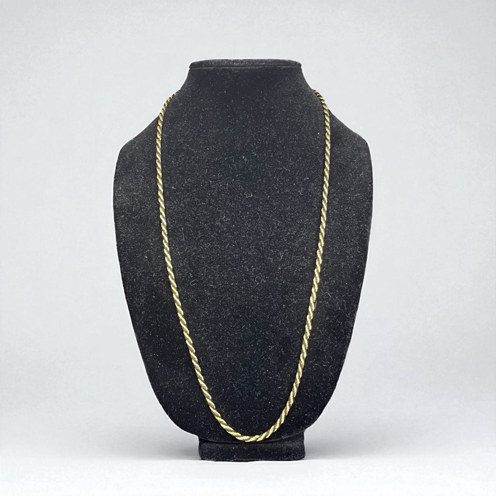 Vintage Trifari Black and Gold tone Twisted‎ Rope 30" Necklace